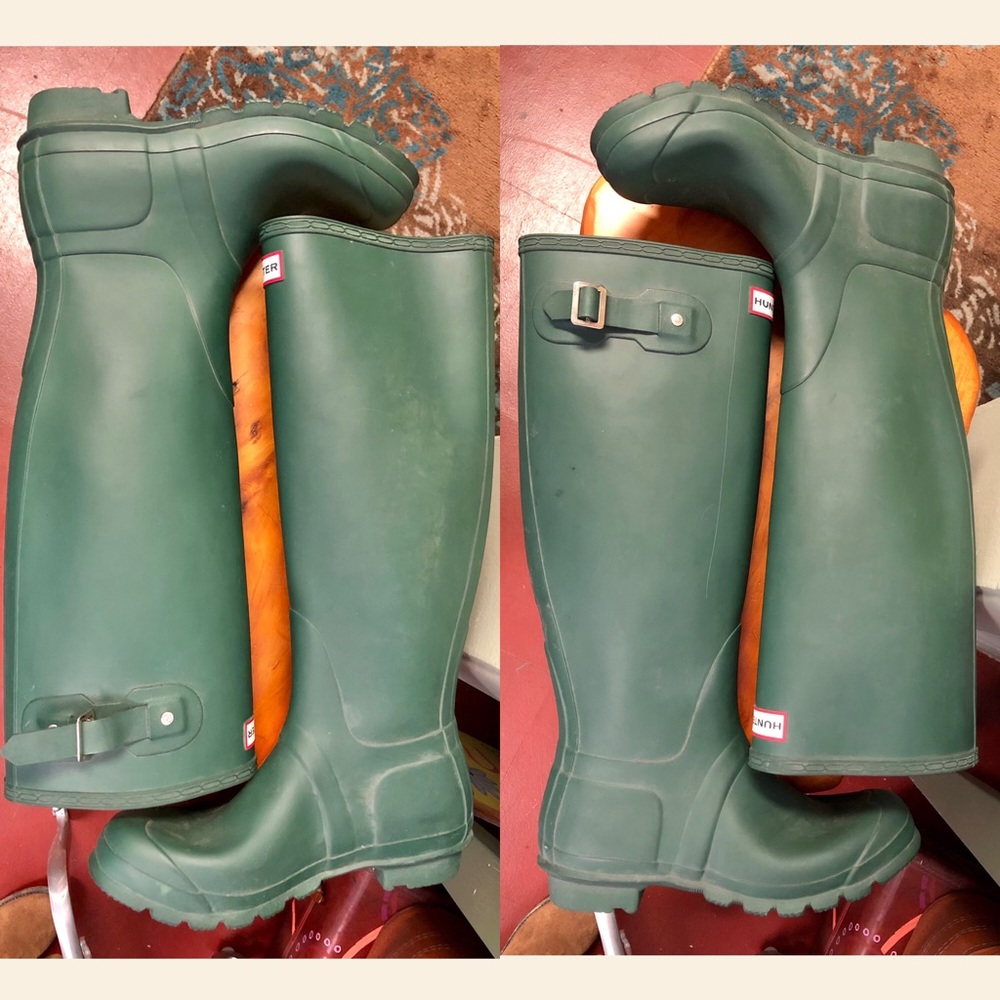 Hunter rubber boots green calf knee mucking riding gardening - Picture 2 of 9
